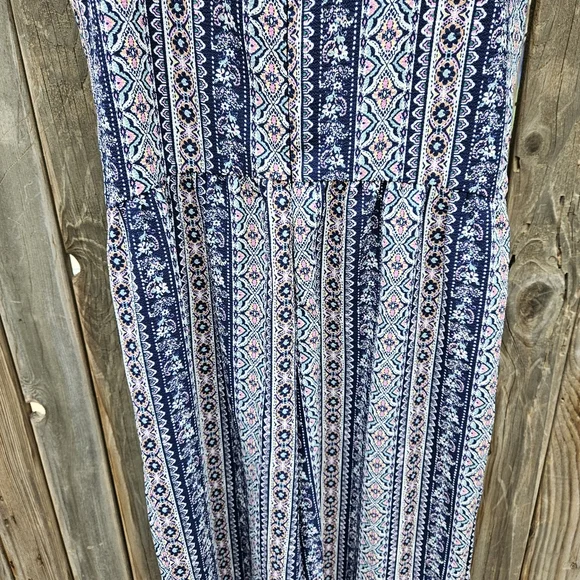 Knit Works Blue Patterned Sleeveless Jumpsuit Girls Size 14 - Picture 14 of 14